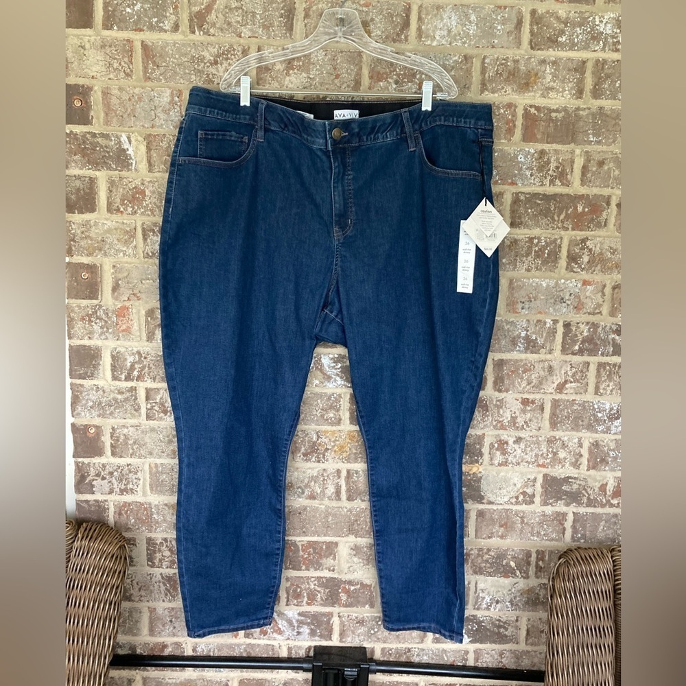 Ava & Viv Skinny Jeans 26 Mid  Rise Skinny Dark Wash NWT